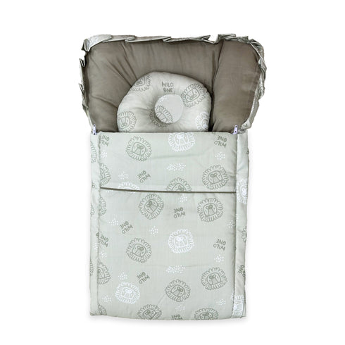 Baby Basics Cozy Snug Printed Carrynest With Head Pillow -Wild One 16533